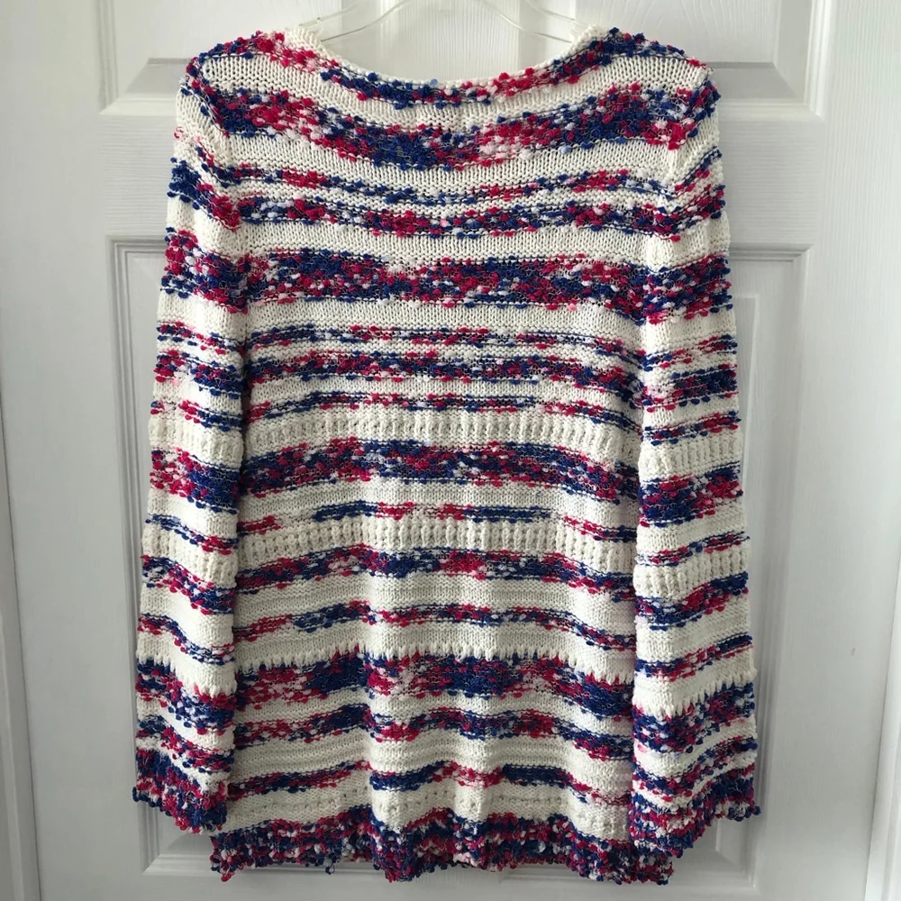 Ruby Rd Size M Vibrant Patriotic Knit Pullover Sweater Cozy Flared Sleeve - Picture 8 of 9